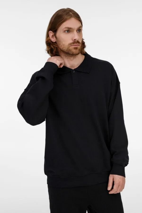 Свитшот оверсайз унисекс S6, черный с логотипом СПб - фото № 1