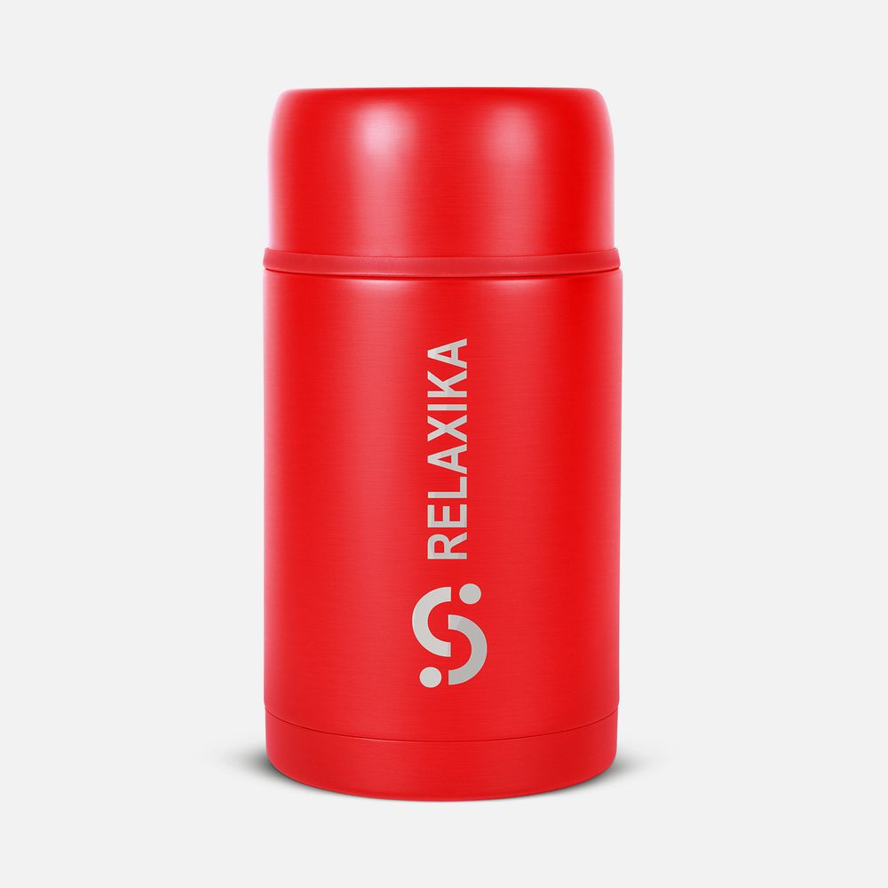 Термос для еды Relaxika 1000, красный с логотипом СПб - фото № 1