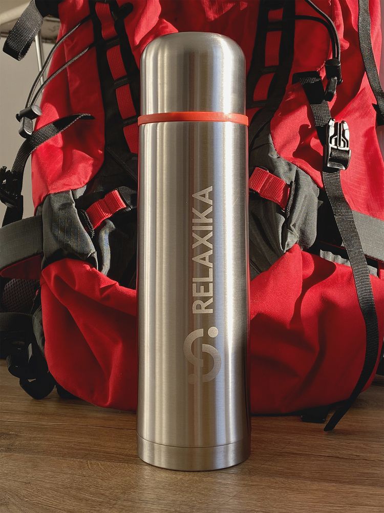 Термос Relaxika 1000, стальной с логотипом СПб - фото № 5