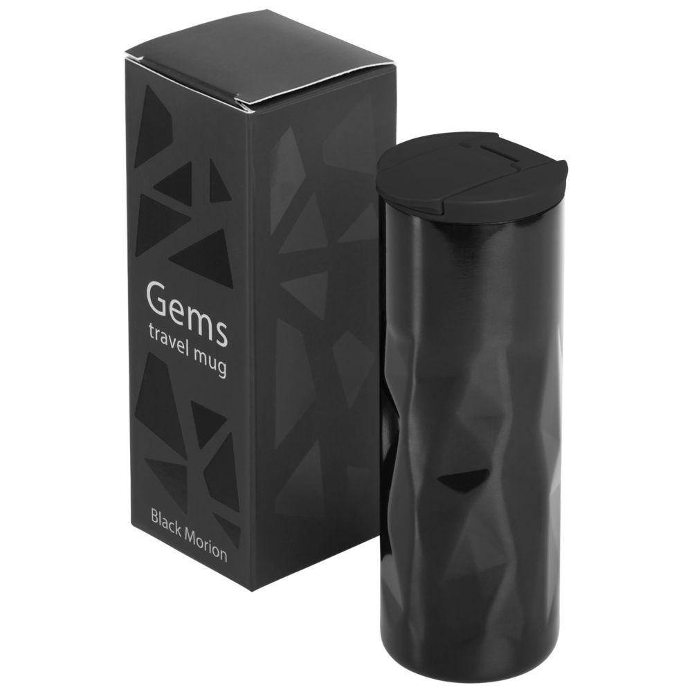 Термостакан Gems Black Morion, черный морион с логотипом СПб - фото № 5