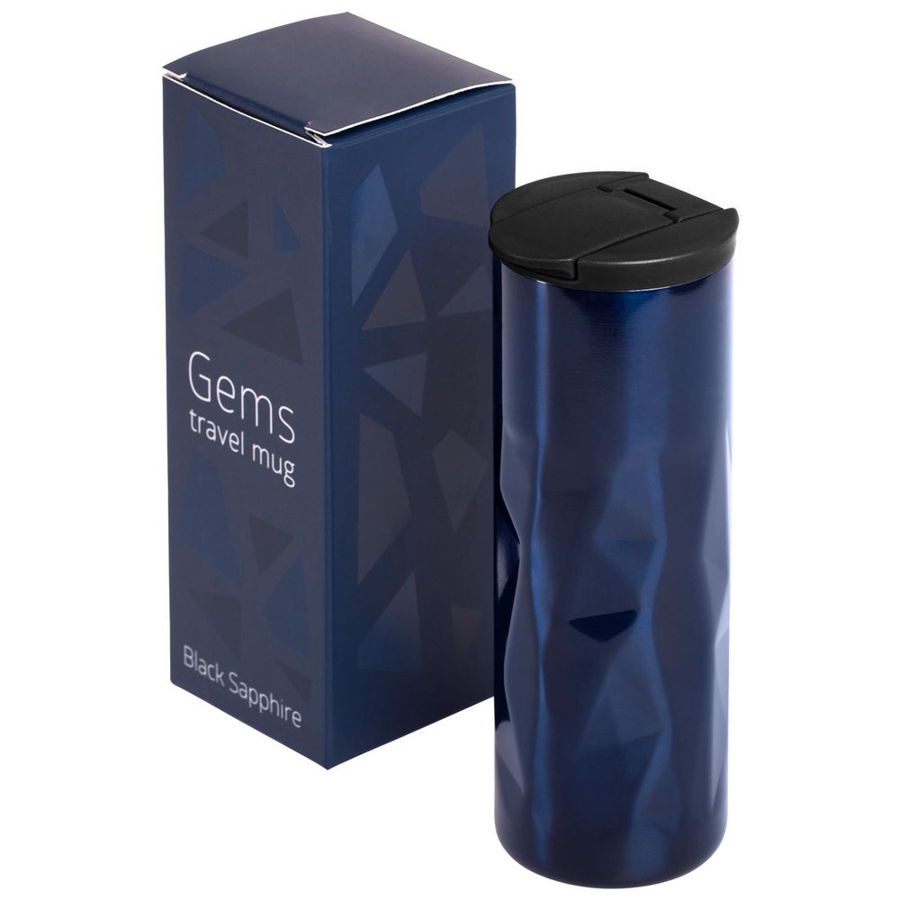 Термостакан Gems Black Sapphire, черный сапфир (синий) с логотипом СПб - фото № 5