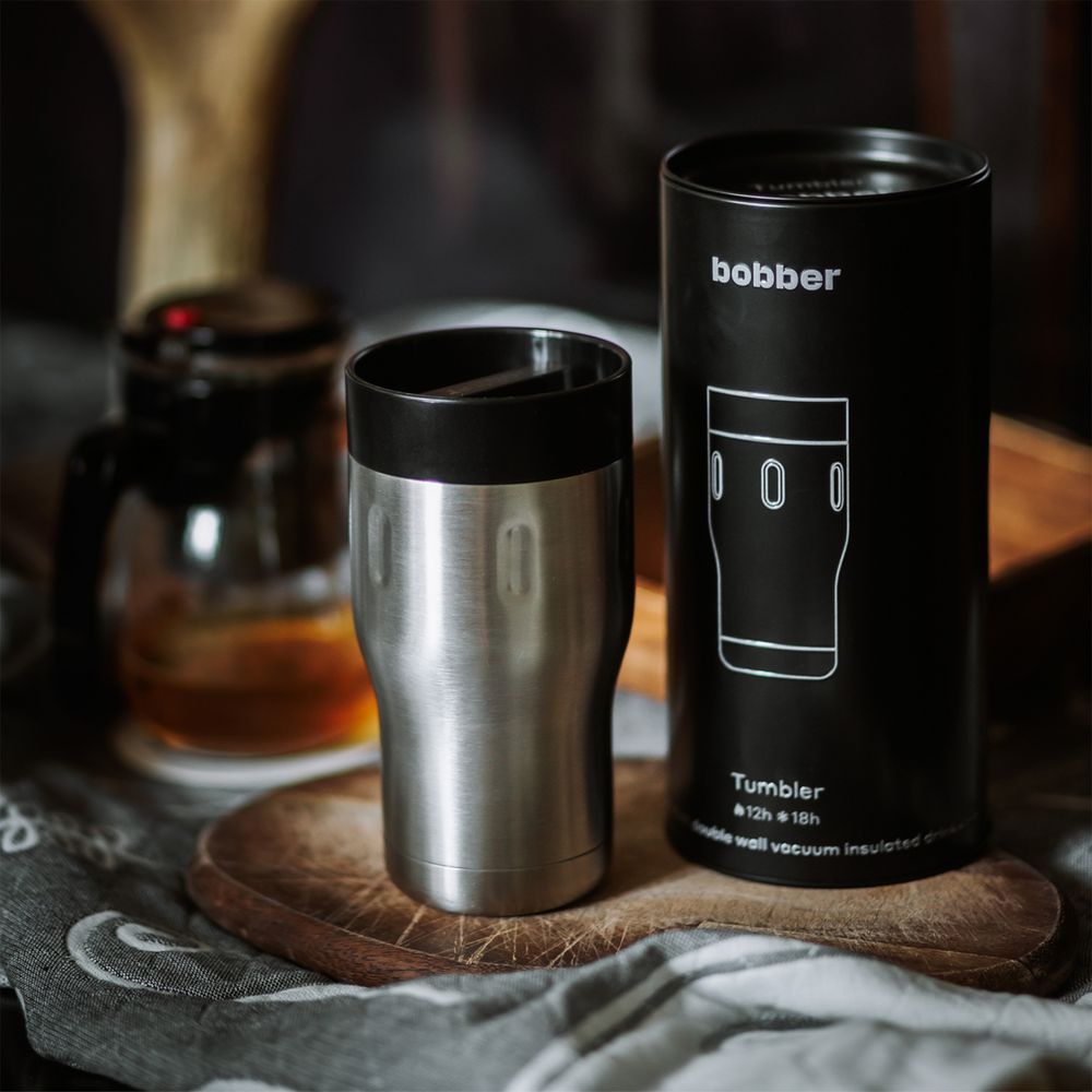 Термостакан Tumbler 350, вакуумный, стальной матовый с логотипом СПб - фото № 5