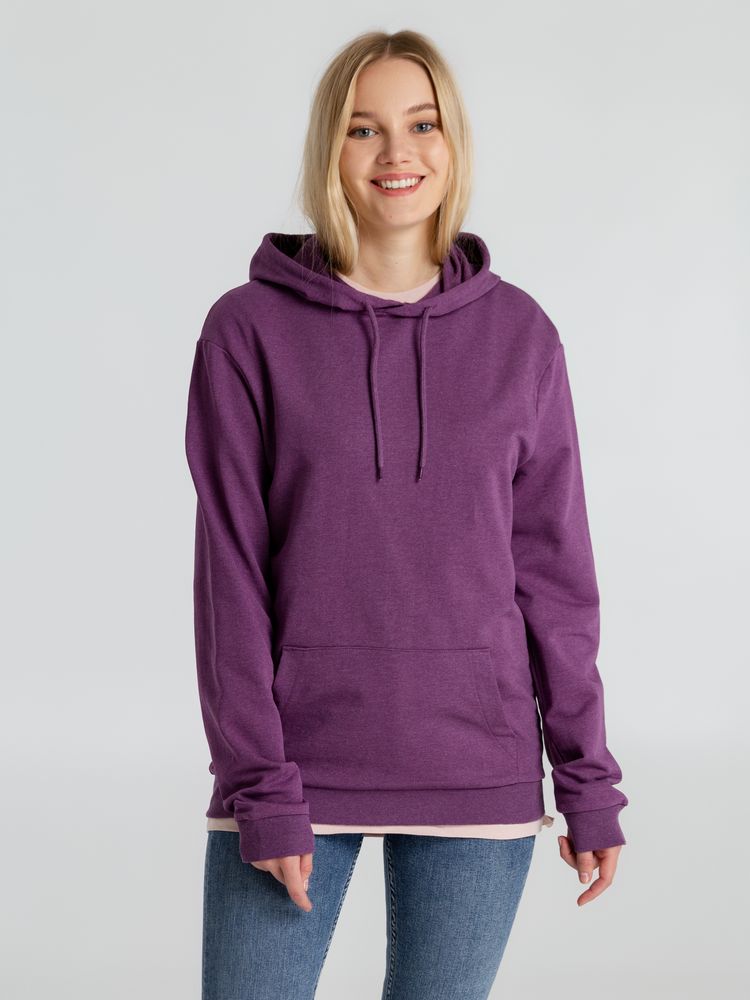 Толстовка с капюшоном унисекс Hoodie, фиолетовый меланж с логотипом СПб - фото № 6