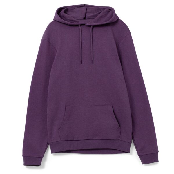 Толстовка с капюшоном унисекс Hoodie, фиолетовый меланж с логотипом СПб - фото № 1