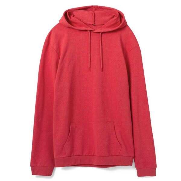 Толстовка с капюшоном унисекс Hoodie, красный меланж с логотипом СПб - фото № 1