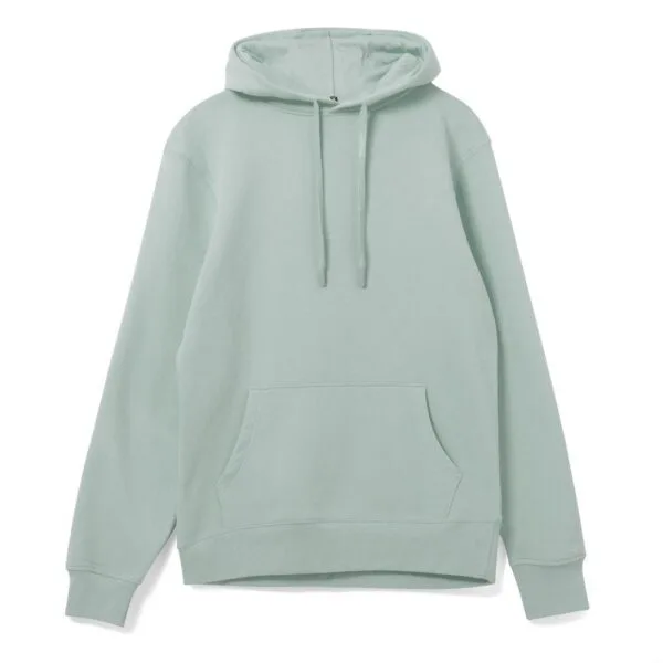 Толстовка с капюшоном унисекс Hoodie, серо-зеленая с логотипом СПб - фото № 1