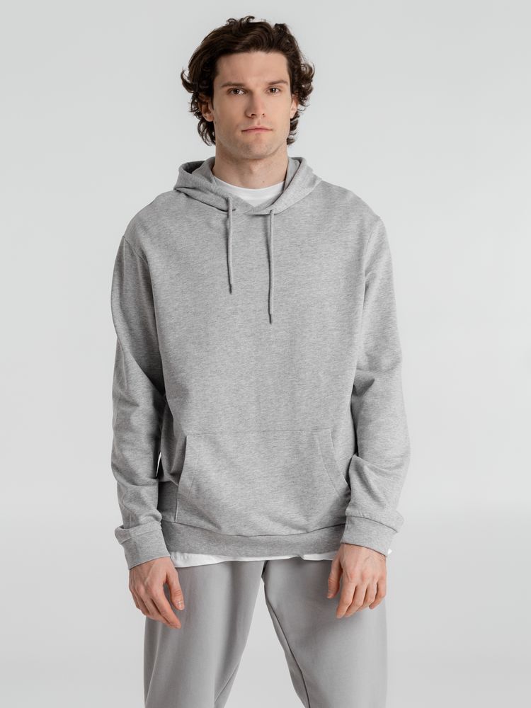 Толстовка с капюшоном унисекс Hoodie, серый меланж с логотипом СПб - фото № 6