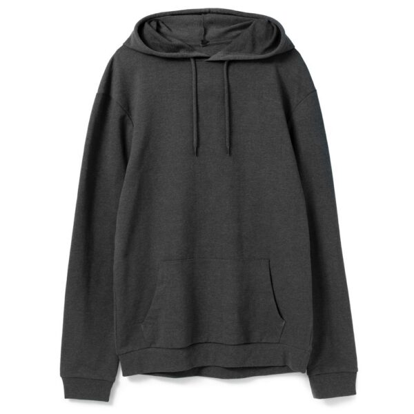 Толстовка с капюшоном унисекс Hoodie, серый меланж (антрацит) с логотипом СПб - фото № 1