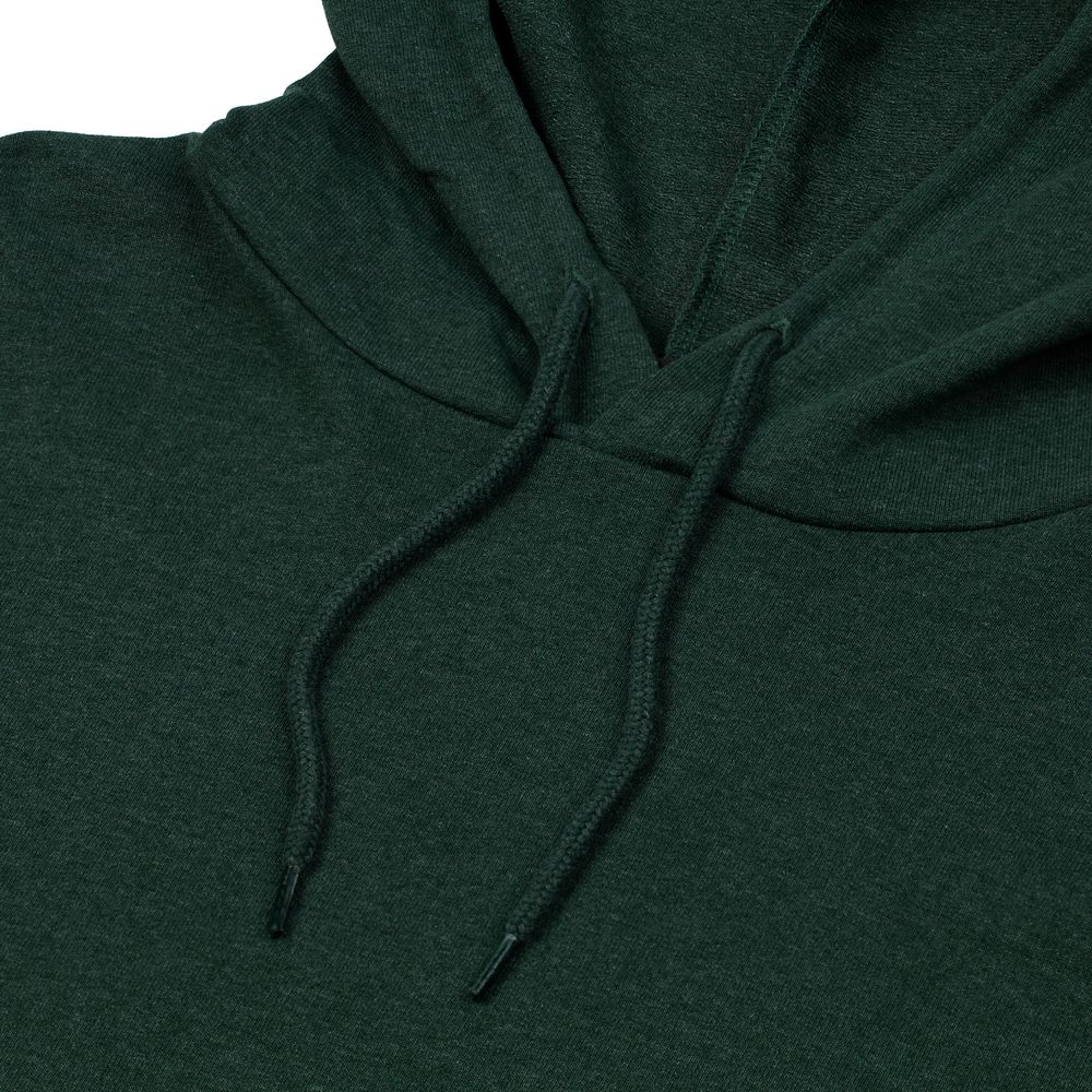 Толстовка с капюшоном унисекс Hoodie, темно-зеленый меланж с логотипом СПб - фото № 3