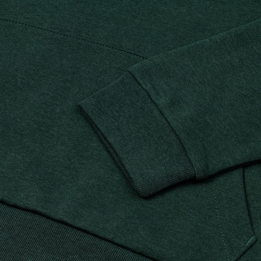 Толстовка с капюшоном унисекс Hoodie, темно-зеленый меланж с логотипом СПб - фото № 4