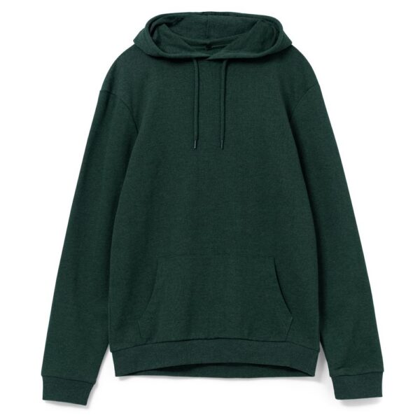 Толстовка с капюшоном унисекс Hoodie, темно-зеленый меланж с логотипом СПб - фото № 1
