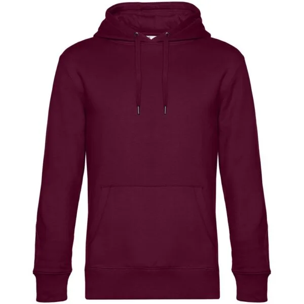 Толстовка с капюшоном унисекс King, бордовая с логотипом СПб - фото № 1
