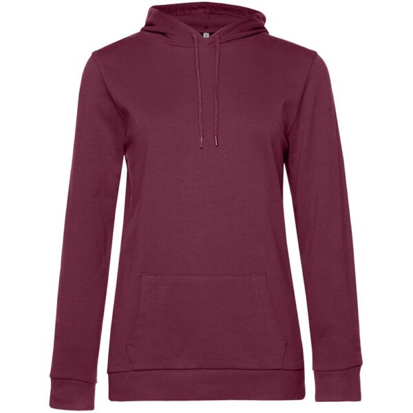 Толстовка с капюшоном женская Hoodie, бордовая с логотипом СПб - фото № 1