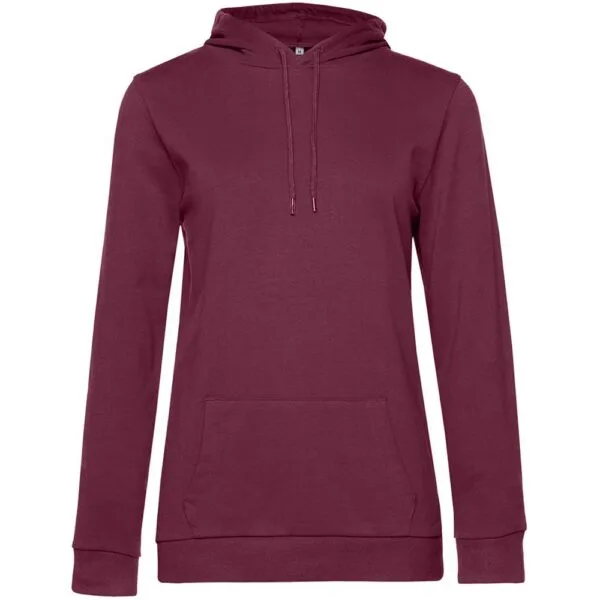 Толстовка с капюшоном женская Hoodie, бордовая с логотипом СПб - фото № 1