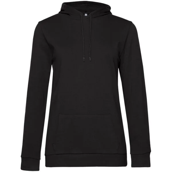 Толстовка с капюшоном женская Hoodie, черная с логотипом СПб - фото № 1