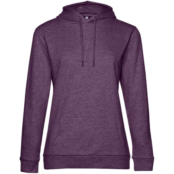 Толстовка с капюшоном женская Hoodie, фиолетовый меланж с логотипом СПб - фото № 1