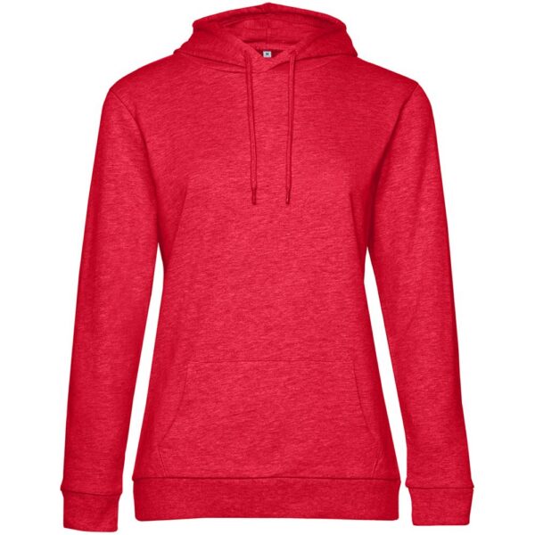 Толстовка с капюшоном женская Hoodie, красный меланж с логотипом СПб - фото № 1