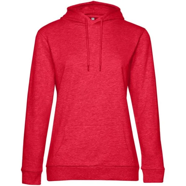 Толстовка с капюшоном женская Hoodie, красный меланж с логотипом СПб - фото № 1