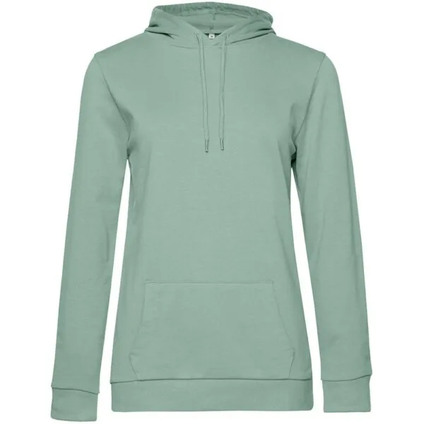 Толстовка с капюшоном женская Hoodie, серо-зеленая с логотипом СПб - фото № 1