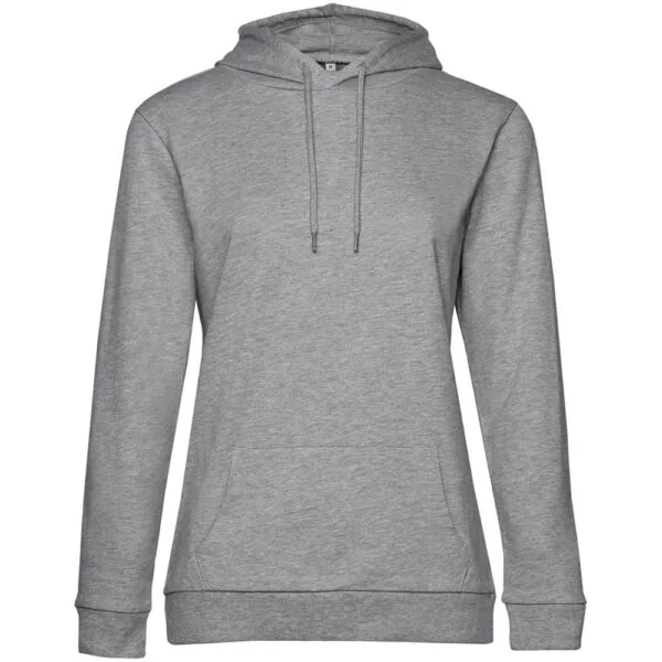 Толстовка с капюшоном женская Hoodie, серый меланж с логотипом СПб - фото № 1