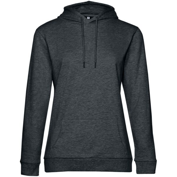Толстовка с капюшоном женская Hoodie, серый меланж (антрацит) с логотипом СПб - фото № 1