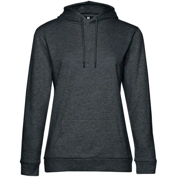 Толстовка с капюшоном женская Hoodie, серый меланж (антрацит) с логотипом СПб - фото № 1
