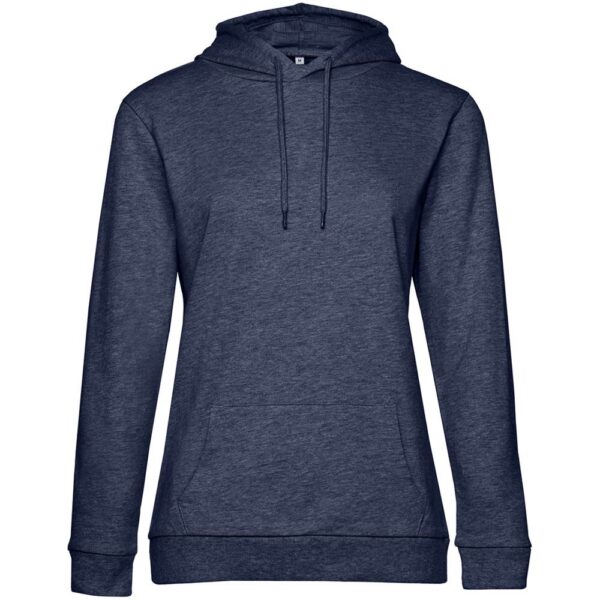 Толстовка с капюшоном женская Hoodie, синий меланж с логотипом СПб - фото № 1