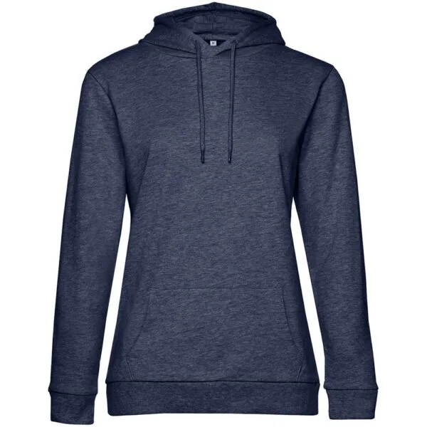 Толстовка с капюшоном женская Hoodie, синий меланж с логотипом СПб - фото № 1