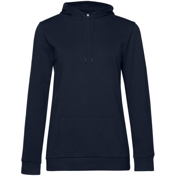 Толстовка с капюшоном женская Hoodie, темно-синяя с логотипом СПб - фото № 1