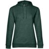 Толстовка с капюшоном женская Hoodie, темно-зеленый меланж с логотипом СПб - фото № 1
