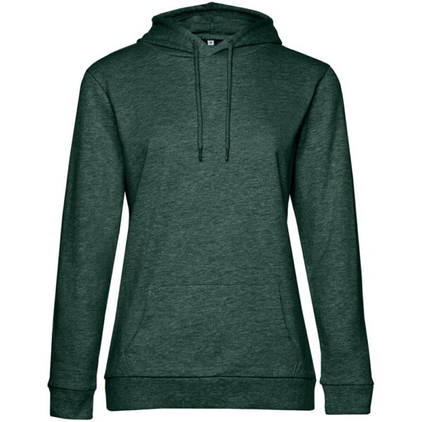Толстовка с капюшоном женская Hoodie, темно-зеленый меланж с логотипом СПб - фото № 1