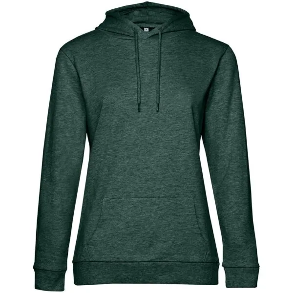 Толстовка с капюшоном женская Hoodie, темно-зеленый меланж с логотипом СПб - фото № 1