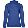Толстовка с капюшоном женская Hoodie, ярко-синий меланж с логотипом СПб - фото № 1