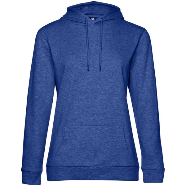 Толстовка с капюшоном женская Hoodie, ярко-синий меланж с логотипом СПб - фото № 1