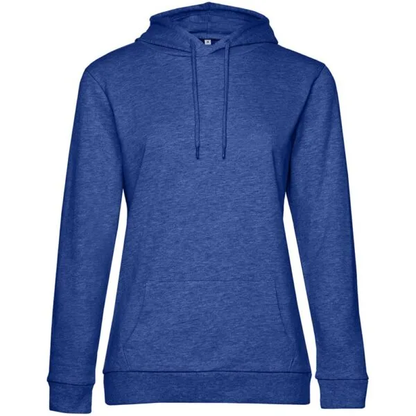 Толстовка с капюшоном женская Hoodie, ярко-синий меланж с логотипом СПб - фото № 1