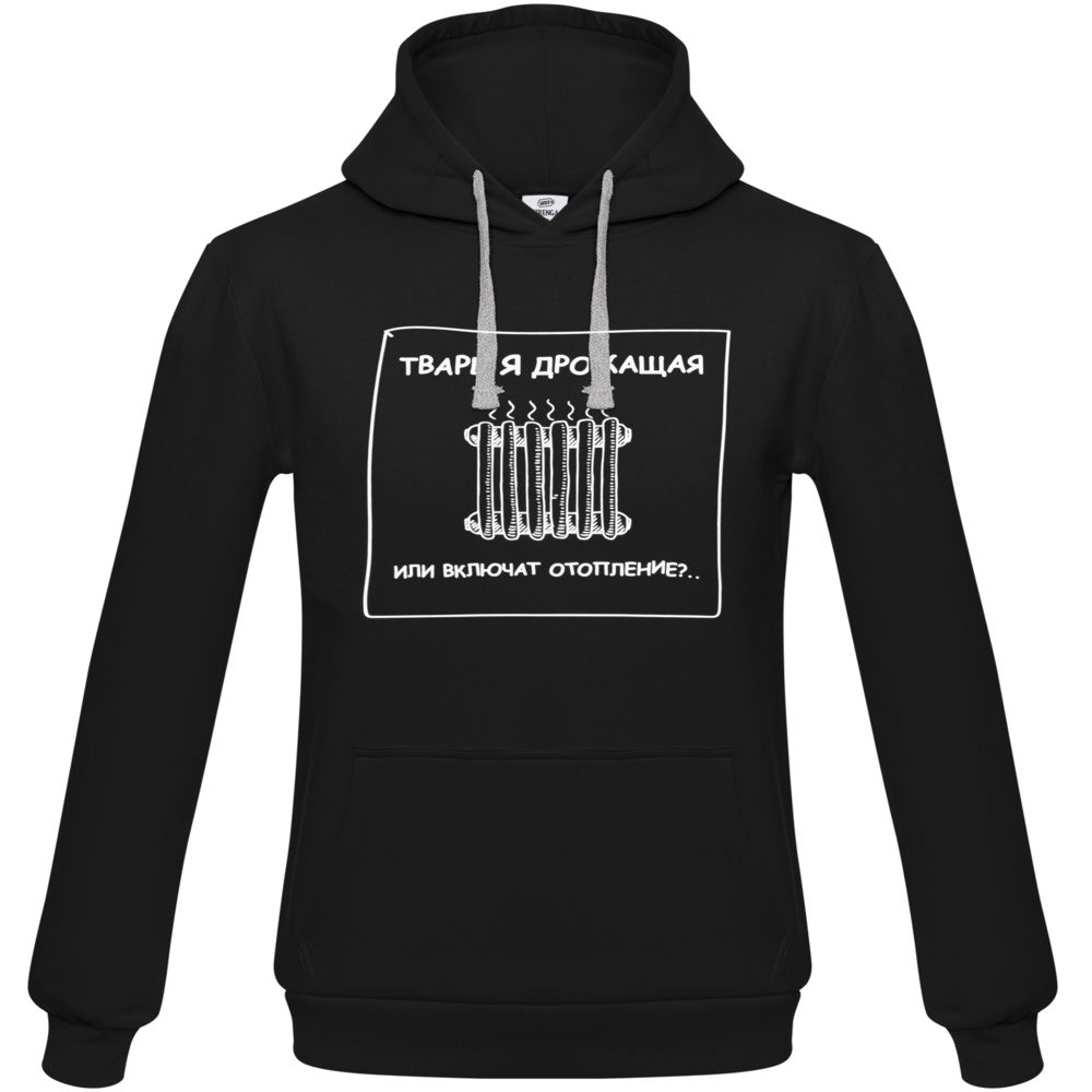 Толстовка «Тварь я дрожащая...», черная с логотипом СПб - фото № 3