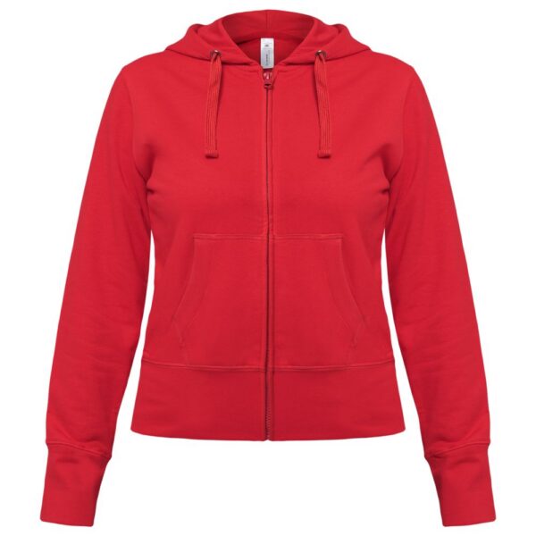 Толстовка женская Hooded Full Zip красная с логотипом СПб - фото № 1