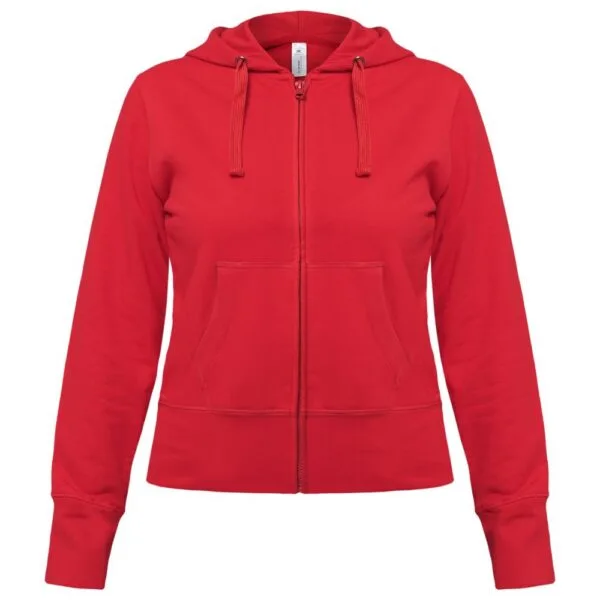 Толстовка женская Hooded Full Zip красная с логотипом СПб - фото № 1