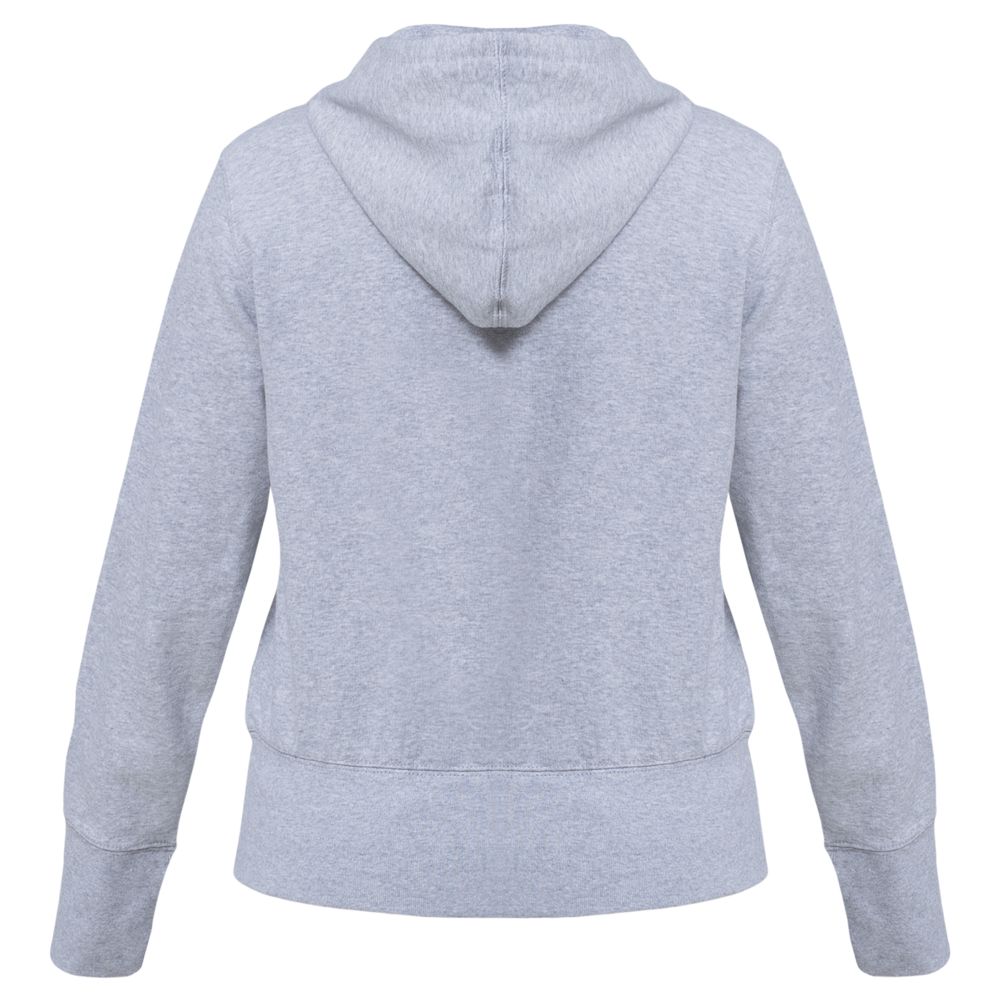 Толстовка женская Hooded Full Zip серый меланж с логотипом СПб - фото № 3