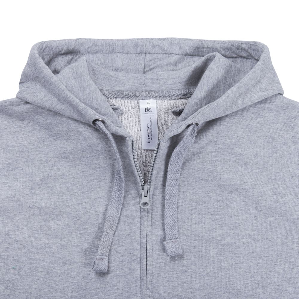 Толстовка женская Hooded Full Zip серый меланж с логотипом СПб - фото № 4