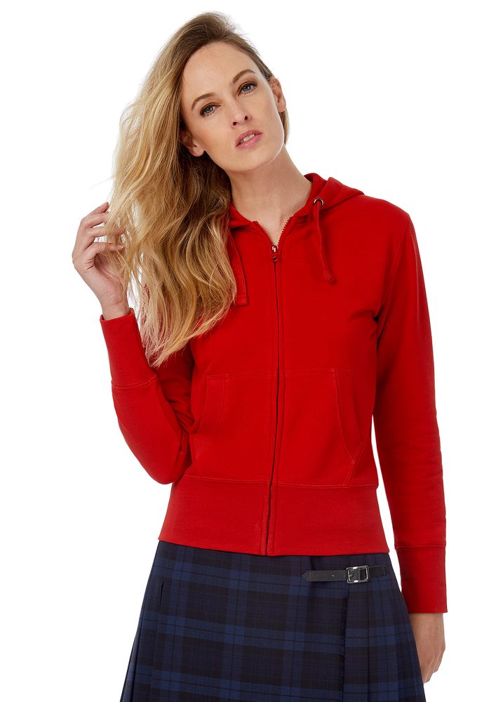 Толстовка женская Hooded Full Zip серый меланж с логотипом СПб - фото № 5