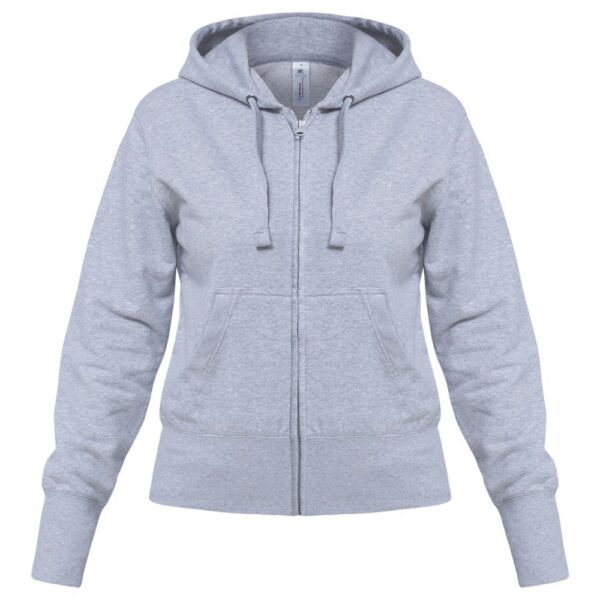 Толстовка женская Hooded Full Zip серый меланж с логотипом СПб - фото № 1