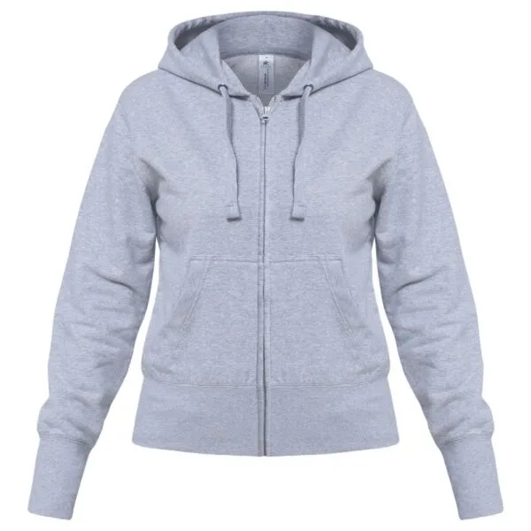 Толстовка женская Hooded Full Zip серый меланж с логотипом СПб - фото № 1