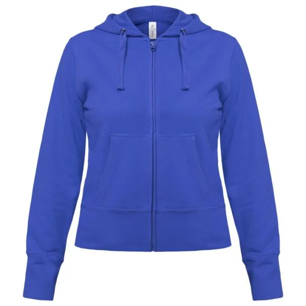 Толстовка женская Hooded Full Zip ярко-синяя с логотипом СПб - фото № 1