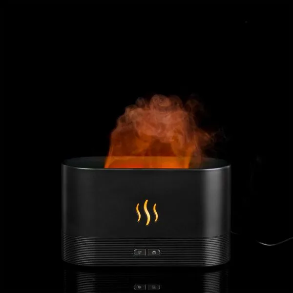 Увлажнитель-ароматизатор с имитацией пламени Fuego ver.2, черный с логотипом СПб - фото № 1