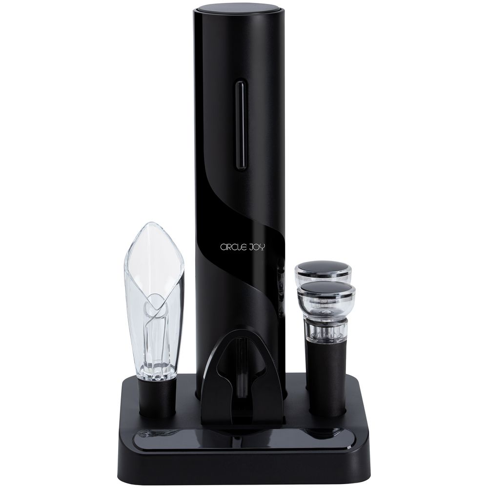 Винный набор Circle Joy Electric Wine Bottle Opener, черный с логотипом СПб - фото № 1
