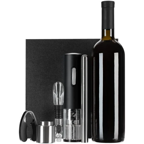Винный набор Wine Diesel, черный с логотипом СПб - фото № 1