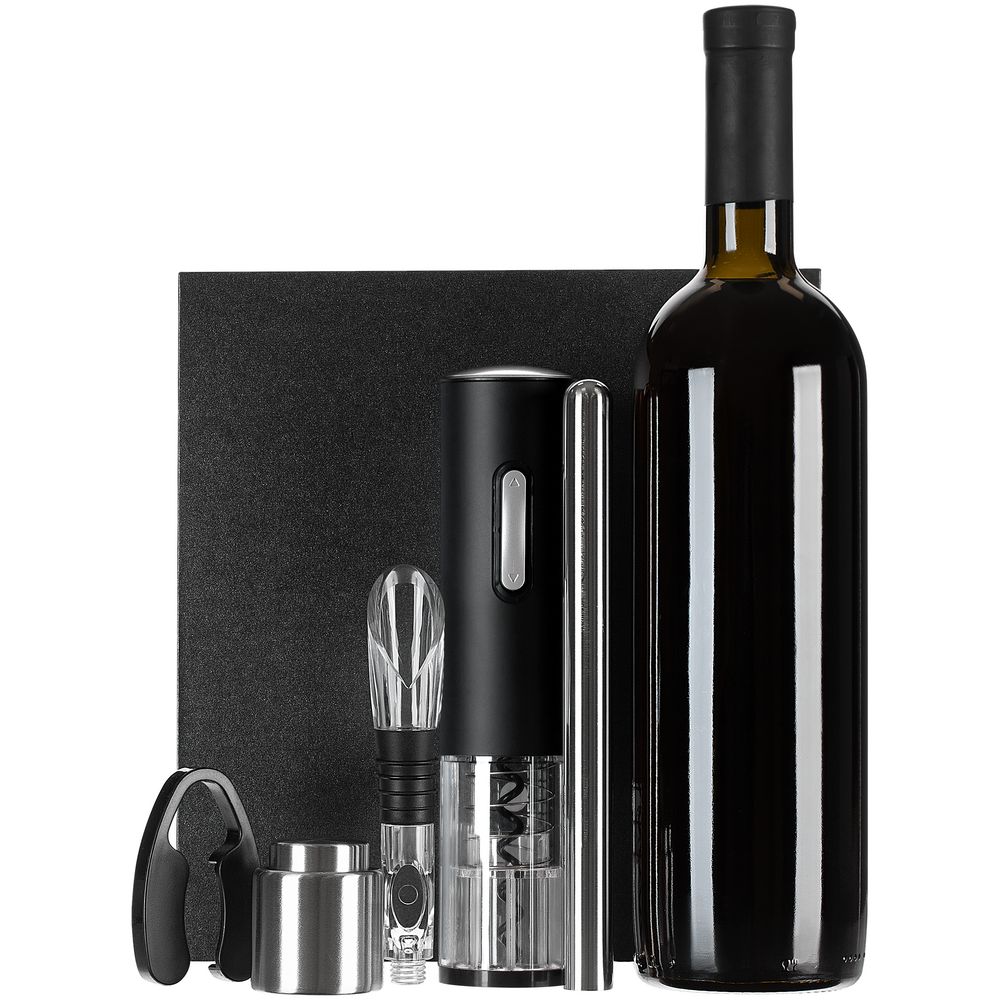 Винный набор Wine Diesel, черный с логотипом СПб - фото № 1