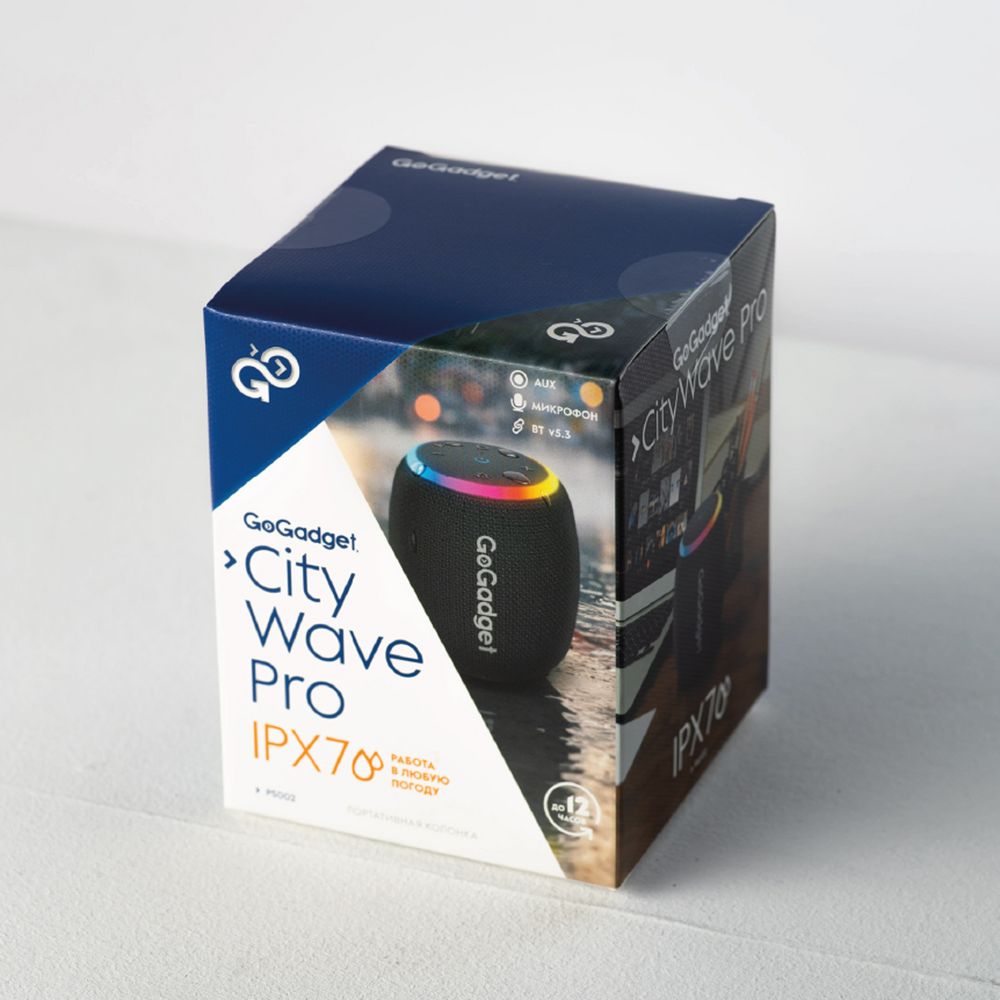 Водонепроницаемая колонка с подсветкой CityWave Pro, черная с логотипом СПб - фото № 4