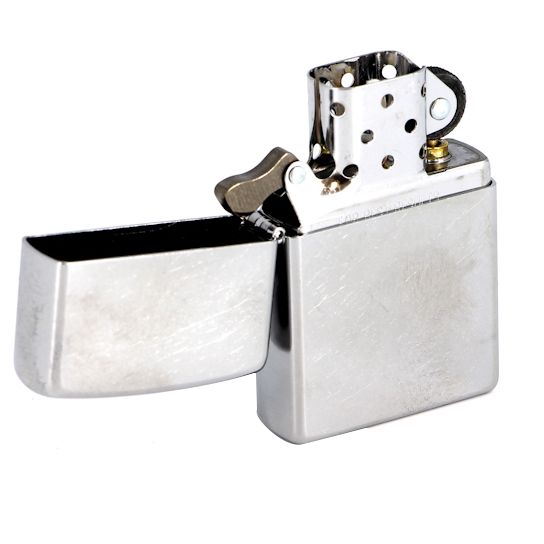 Зажигалка Zippo Armor Brushed, матовая серебристая с логотипом СПб - фото № 4
